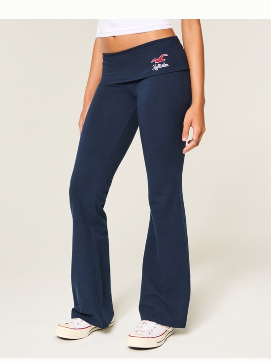 Hollister Pants - Hollister Navy Fold-Over Flare Yoga Pants with Red Logo XXSMALL SHORT